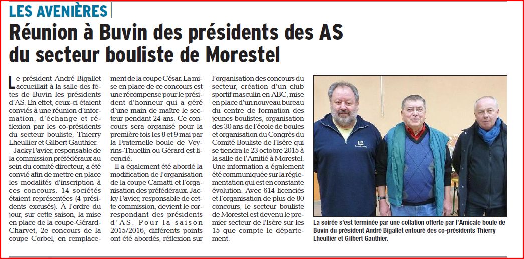 Réunion de présidents d-A.S à Morestel.