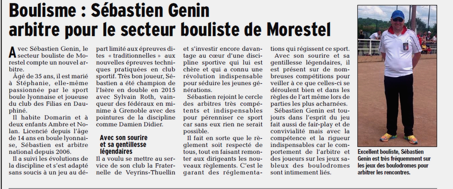 Nouvel arbitre à Morestel.