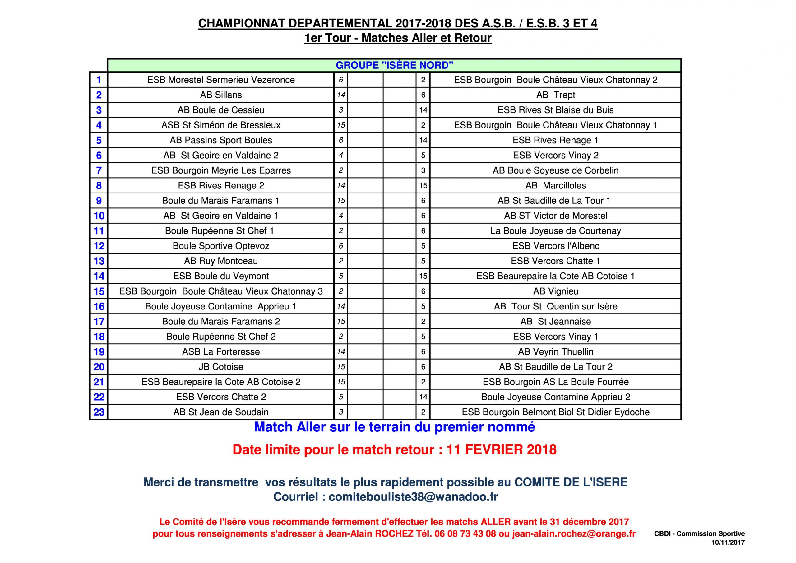 TIRAGE DU PREMIER TOUR DES A.S 3 ET 4 2017/2018.