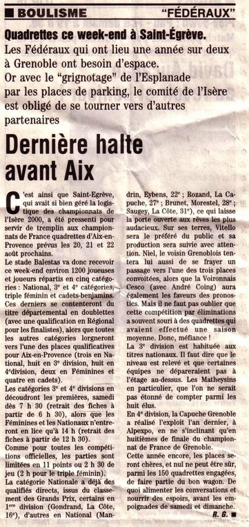 Fédéraux Quadrettes à Saint-Egrève 2004.