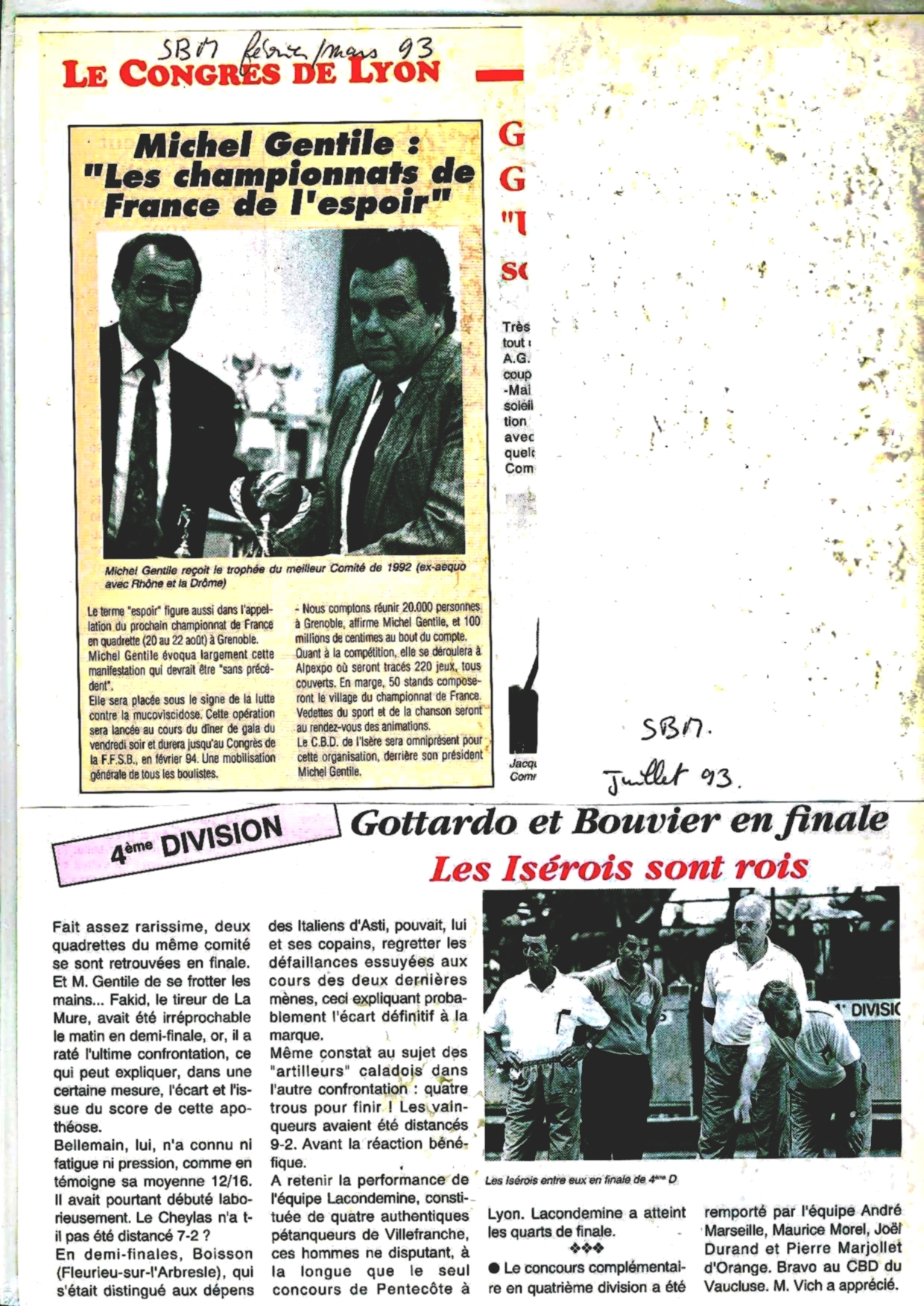 Championnat de France Quadrettes Grenoble 1993.