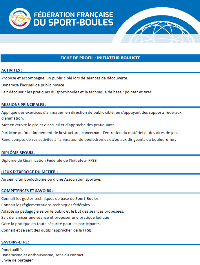 Formation d’initiateur bouliste