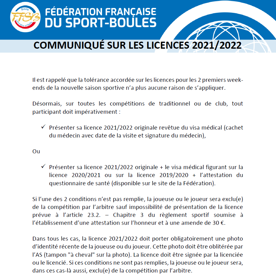 Licences 2021-2022