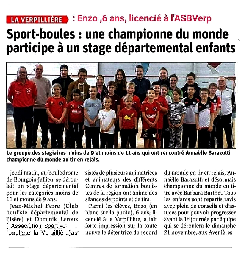 Stage Jeunes à Bourgoin-Jallieu.